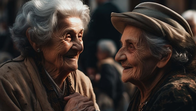 two old ladies talking 