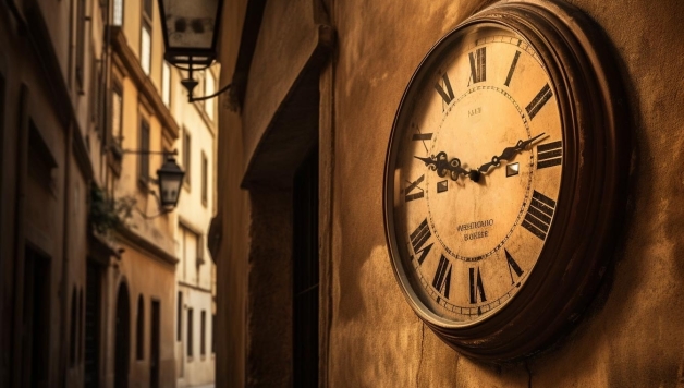 clock on wall in italian street